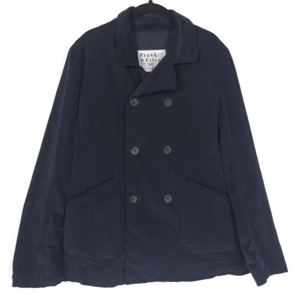 Frank & Eileen Women Belfast Performance Corduroy Peacoat Jacket LARGE Navy Blue
